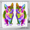 Lovely Cat Colorful Art Print Shower Curtains