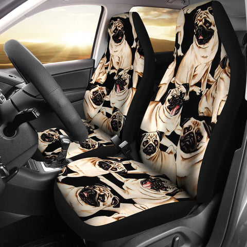 Pug Dog Pattern Print Car Seat Covers