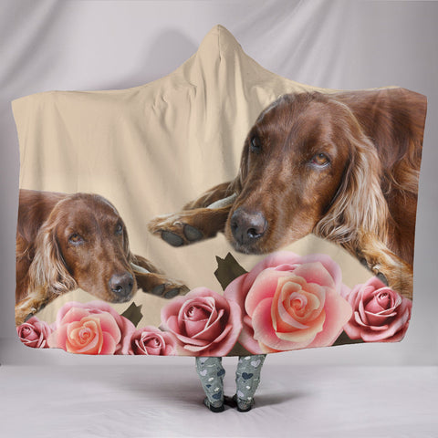 Irish Setter Dog Print Hooded Blanket