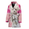 Maltese On Pink Print Women's Bath Robe