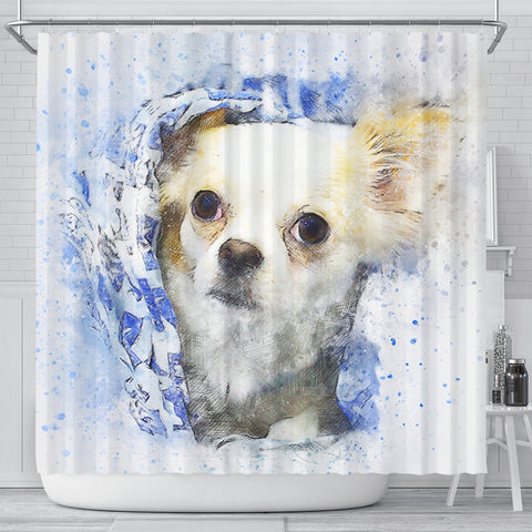 Chihuahua Dog Vintage Art Print Shower Curtains