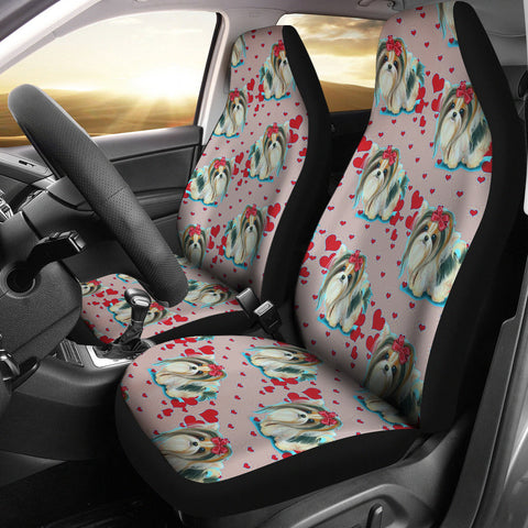 Cute Yorkie Dog Pattern Print Car Seat Covers