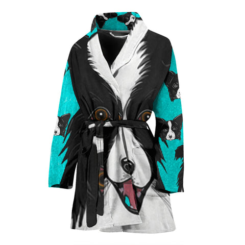 Border Collie Dog Art Print Women's Bath Robe