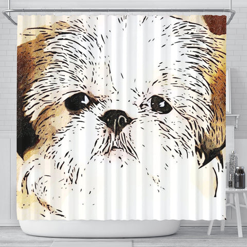Cute Shih Tzu Dog Art Print Shower Curtain