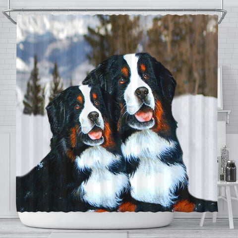 Bernese Mountain Dog Nature Print Shower Curtains