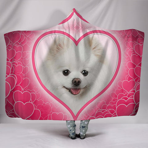 Pomeranian Dog Print Hooded Blanket