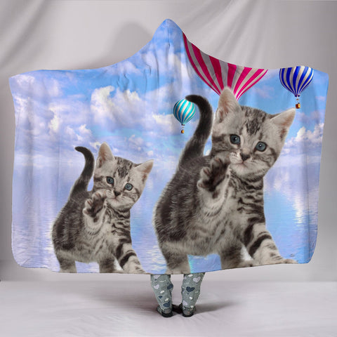 American Shorthair Cat Print Hooded Blanket