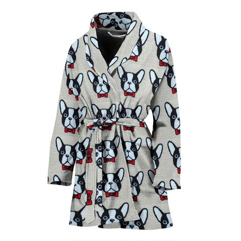 French Bulldog Pattern Print Limited Edition Women's Bath Robe