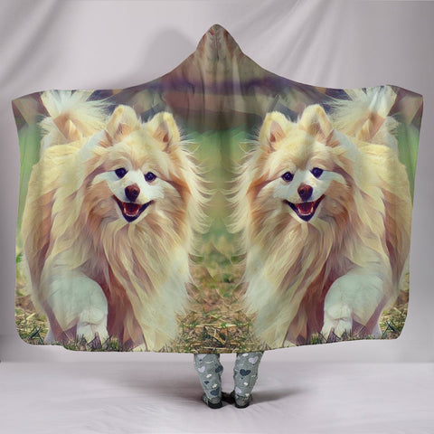 Pomeranian Dog Art Print Hooded Blanket