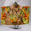 Cute Abyssinian Cat Print Hooded Blanket