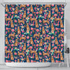 Australian Cattle Dog Floral Print Shower Curtains