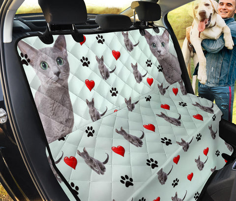 Russian Blue Cat Heart Patterns Print Pet Seat Covers