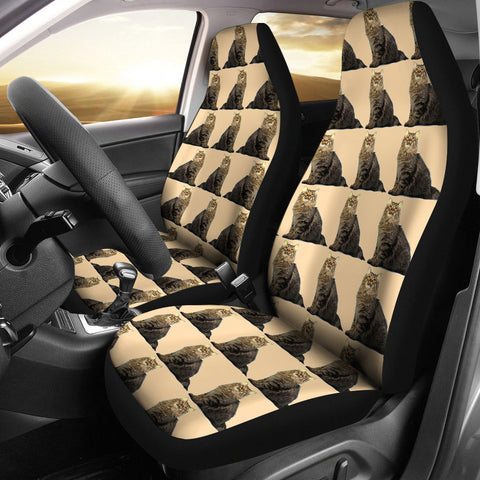 Lovely American Bobtail Cat Pattern Print Car Seat Covers