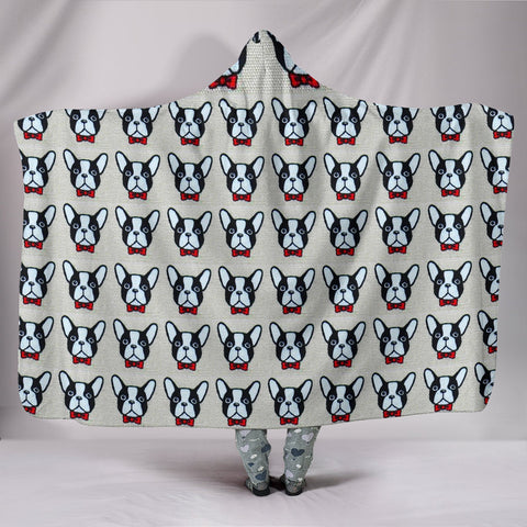 French Bulldog Pattern Print Hooded Blanket