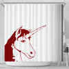 Red&White Unicorn Print Shower Curtain