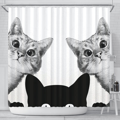 Cute Cats Print Shower Curtain