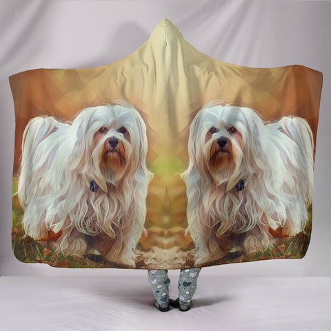 Havanese Dog Art Print Hooded Blanket