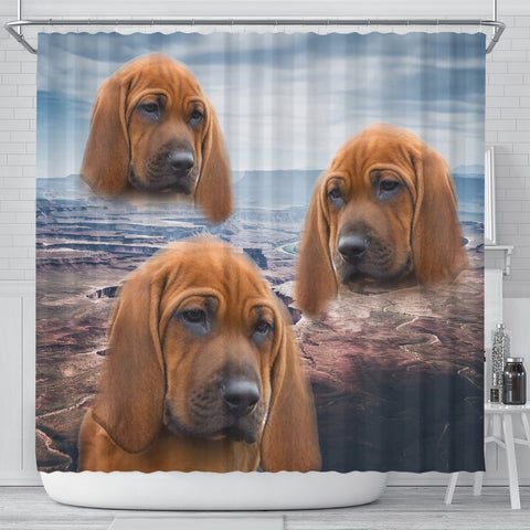 Lovely Redbone Coonhound Print Shower Curtains