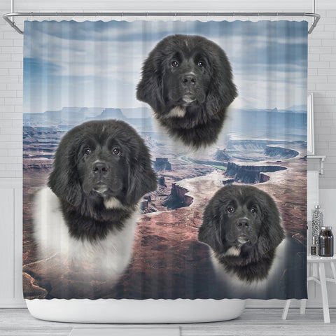 Lovely Newfoundland Dog Print Shower Curtains