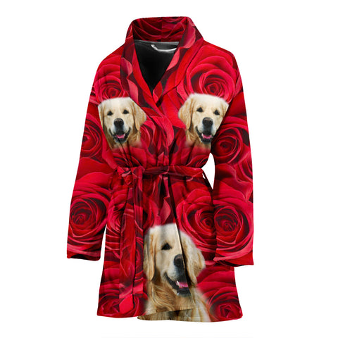 Cute Golden Retriever Print Women's Bath Robe