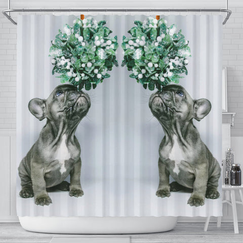 Boston Terrier Puppy Print Shower Curtains