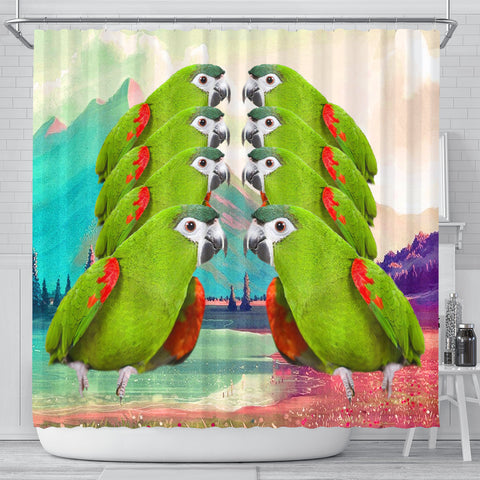 Red Shouldered Macaw Parrot Print Shower Curtains