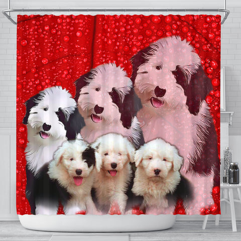 Old English Sheepdog Print Shower Curtains