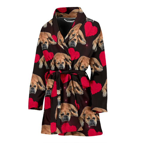 Bullmastiff Dog Patterns Print Women's Bath Robe