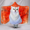 Lovely White Persian Cat Print Hooded Blanket