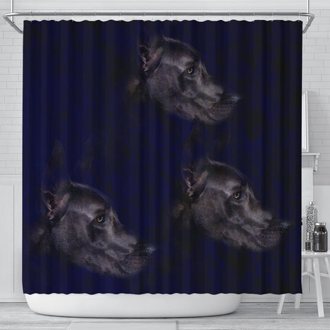Black Great Dane Dog Art Print Shower Curtains
