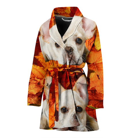 Lovely French Bulldog Print Women's Bath Robe
