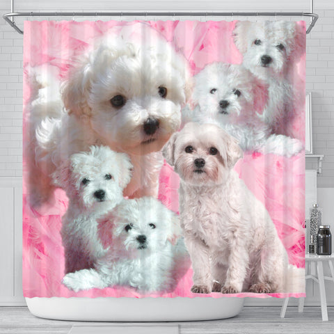 Bolognese Dog Print Shower Curtain