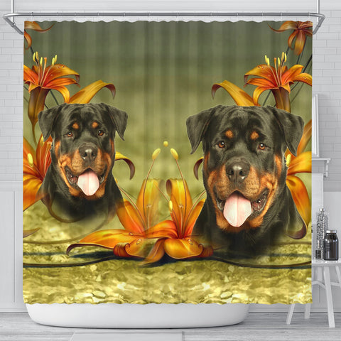 Lovely Rottweiler Dog Print Shower Curtains