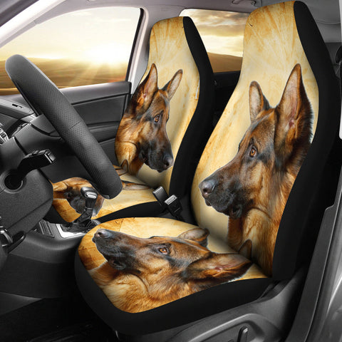 German Shepherd On Yellow Print Car Seat Covers