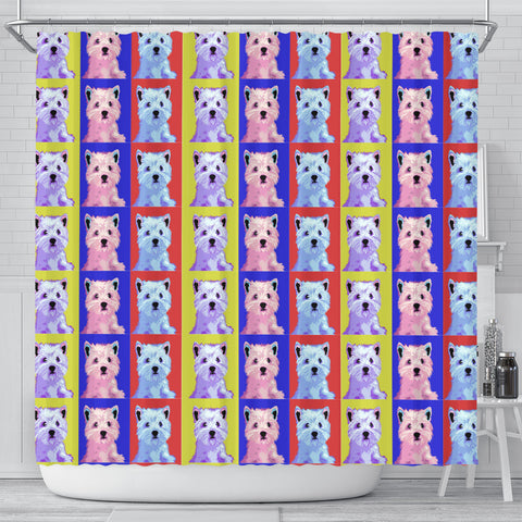 Westie Colorful Pattern Print Shower Curtains