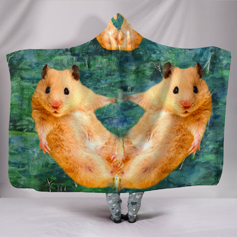 Golden Hamster Print Hooded Blanket