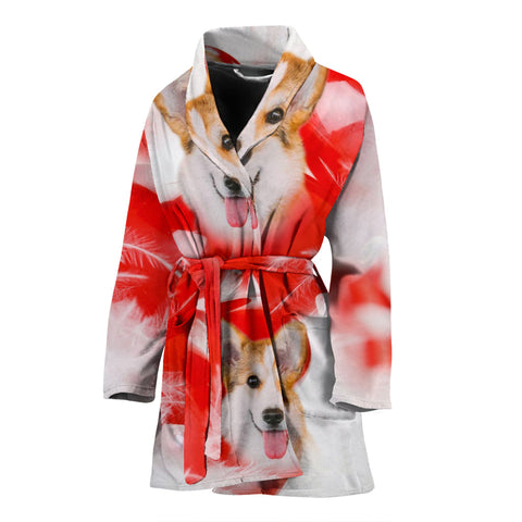 Pembroke Welsh Corgi Print Women's Bath Robe