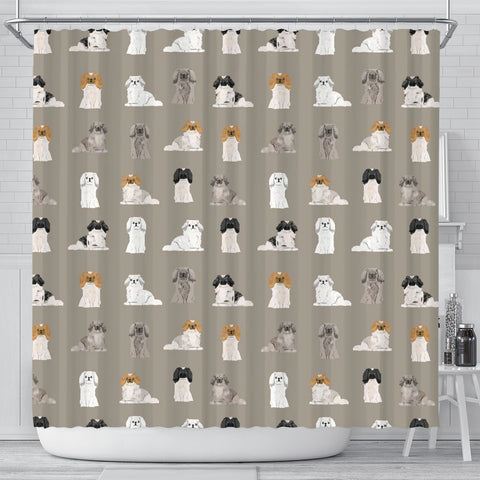 Pekingese Dog Pattern Print Shower Curtains