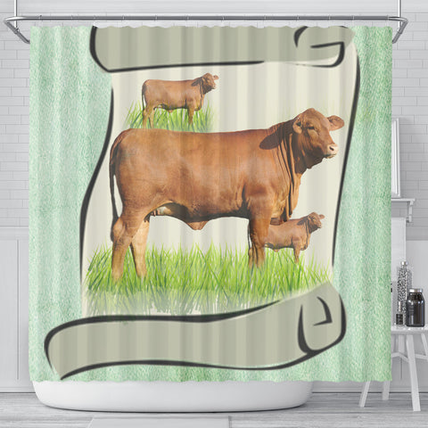 Red Brangus Cattle (Cow) Art Print Shower Curtain