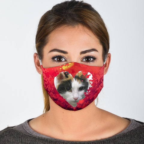 Japanese Bobtail On Heart Print Face Mask