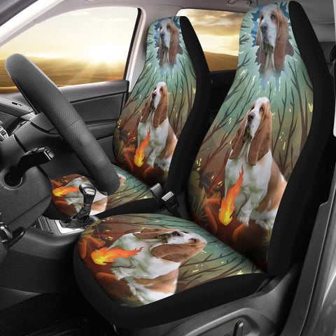 Cute Basset Hound Dog Print Car Seat Covers