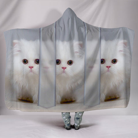 White Persian Cat Print Hooded BlanketSpecial Edition