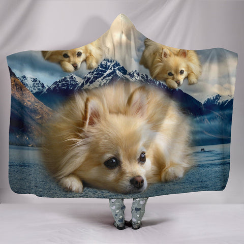 Cute Pomeranian Puppy Print Hooded Blanket