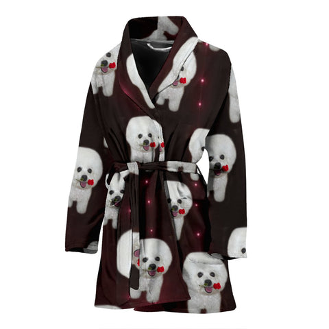 Bichon Frise Dog Print Women's Bath Robe