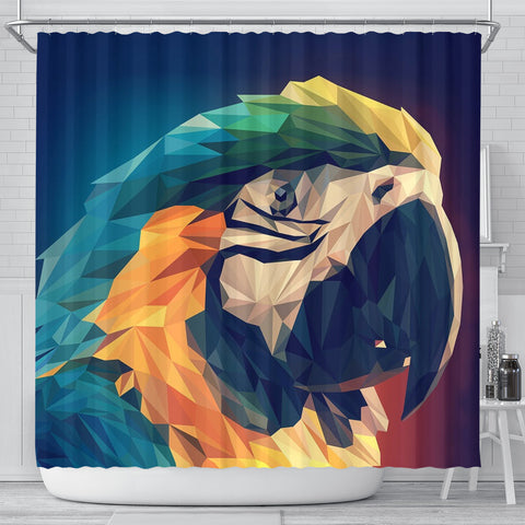 Blue And Yellow Macaw Parrot Vector Art Print Shower Curtains