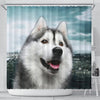 Cute Siberian Husky Print Shower Curtains