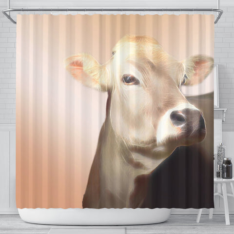 Cute Brown Swiss cattle (Cow) Print Shower Curtain