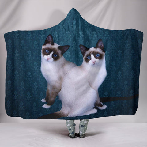 Lovely Snow Show Cat Print Hooded Blanket