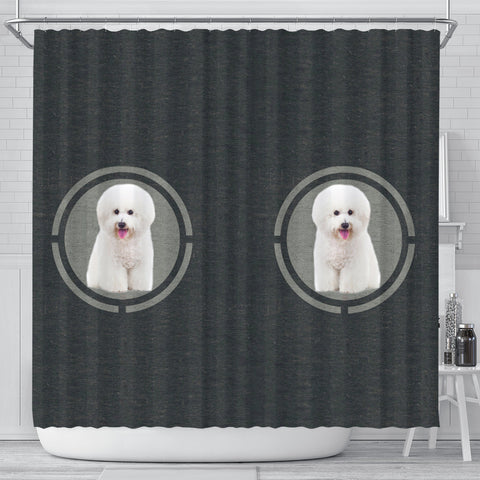 Cute Bichon Frise Dog Print Shower Curtain