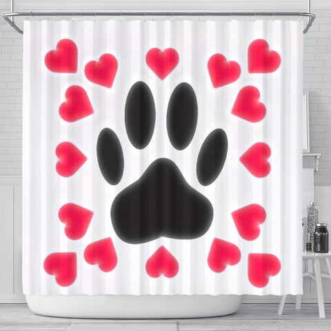 Dog Paws with Love Print Shower Curtain